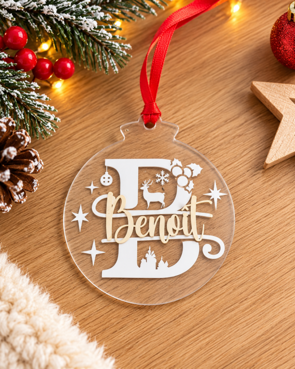 Boule de noël personnalisée - Prénom & initiale