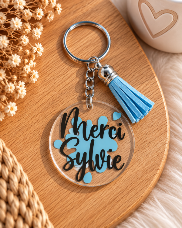 Porte clé personnalisé avec pompon