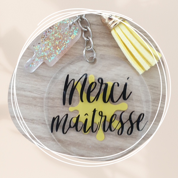 porte clé acrylique merci maîtresse Porte clé en acrylique