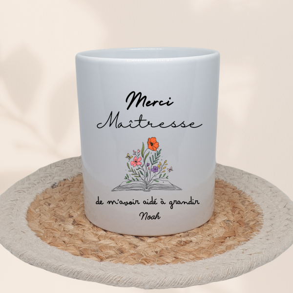 Pot à crayon en céramique "merci maîtresse"