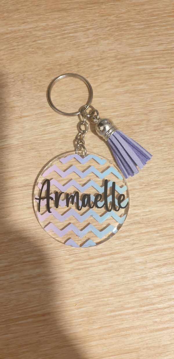 Porte clé prénom avec fond coloré