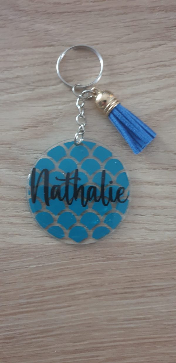 Porte clé prénom avec fond coloré
