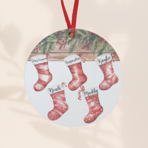 Ornement de noël personnalisé motif chaussettes rouge de noël