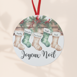 Ornement de noël personnalisé motif chaussettes de noël