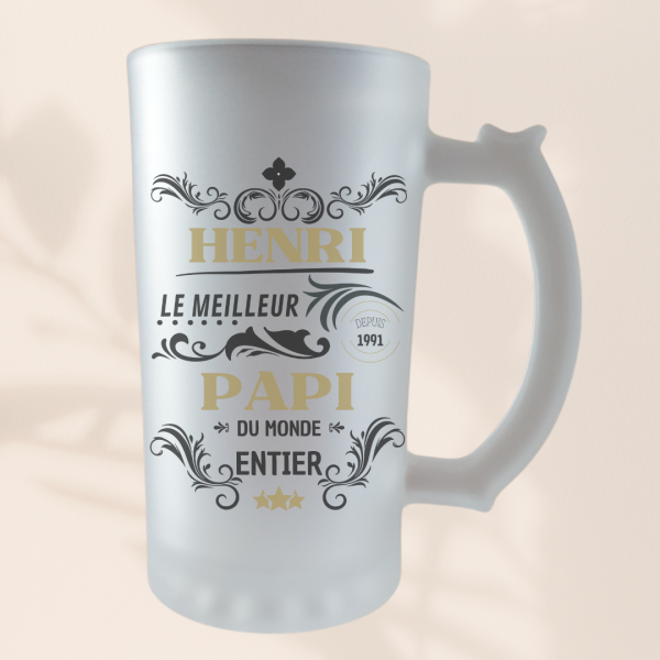 Chope à bière personnalisée "le meilleur papa"