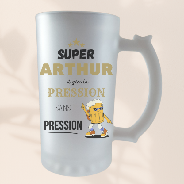 chope à bière prénom sans pression Chope à bière personnalisée "sans pression" papa