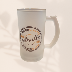 Chope à bière personnalisée "retraite sans stress"