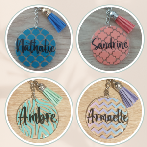 Porte clé prénom avec fond coloré