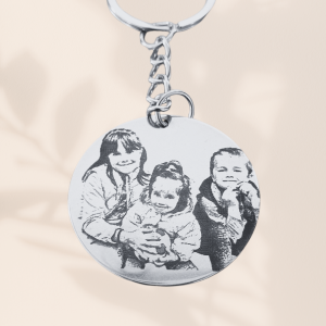 Porte clé rond photo gravé