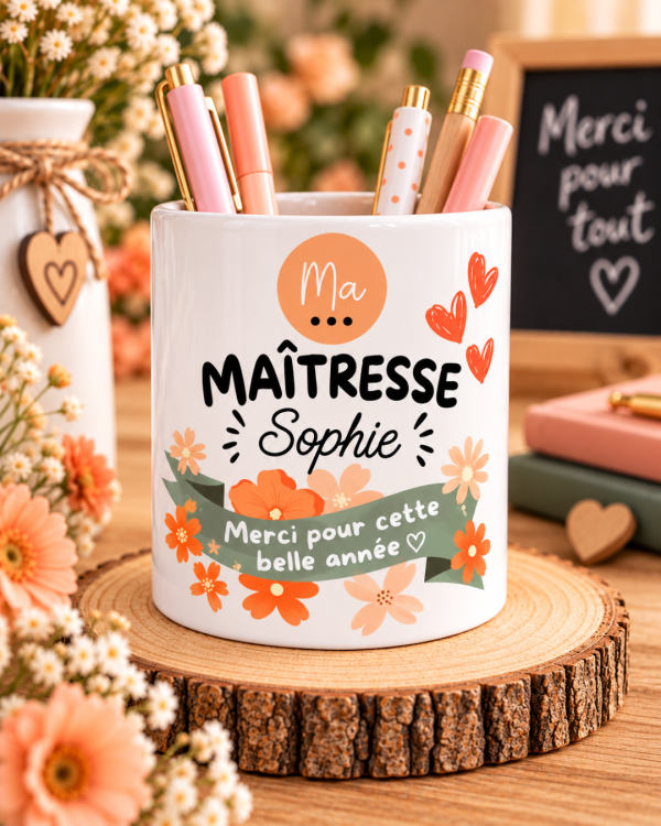 Pot à crayon personnalisé - Prénom & message