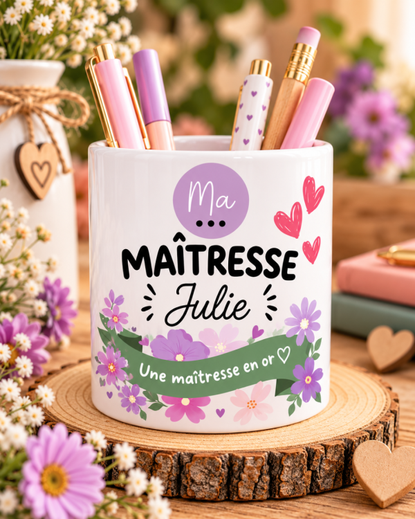 Pot à crayon personnalisé - Prénom & message