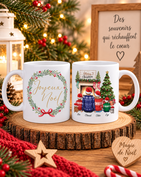 Mug de Noël Famille personnalisé