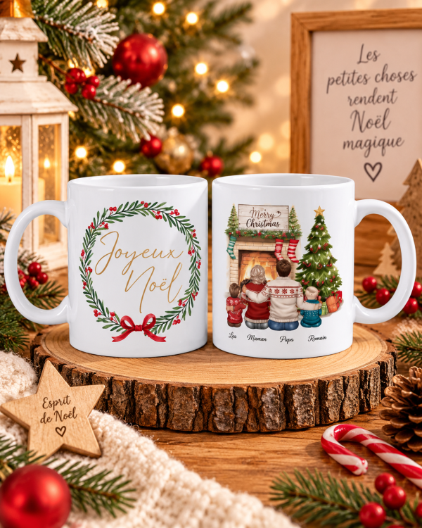 Mug de Noël Famille personnalisé