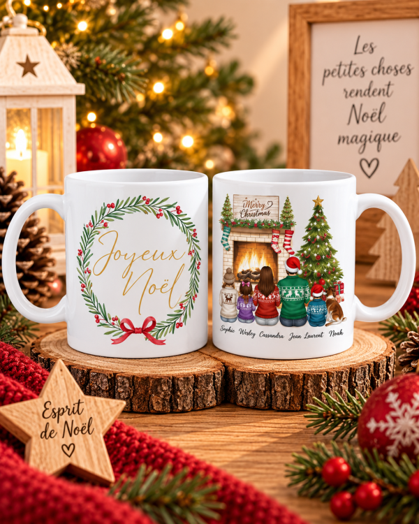 Mug de Noël Famille personnalisé