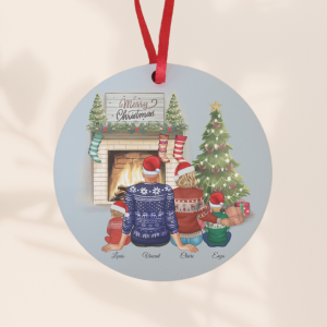 Ornement avec famille de Noël personnalisable