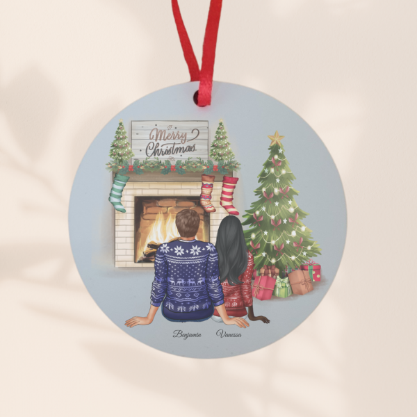 boule famille de noel 2 Ornement avec famille de Noël personnalisable