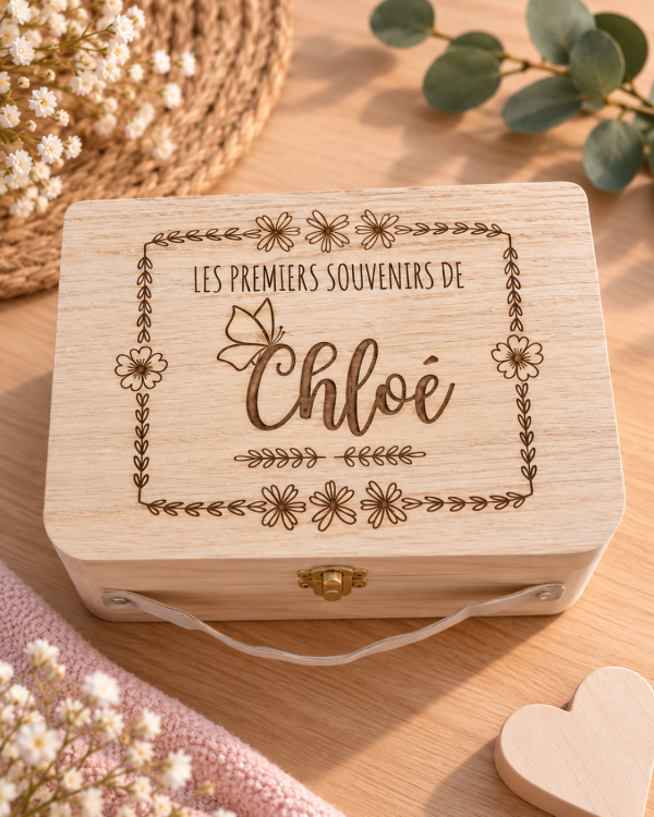 Boîte à souvenirs personnalisée en bois