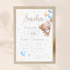 Cadre de naissance personnalisé Ourson