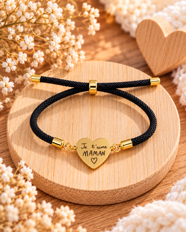 Bracelet cordon réglable avec coeur