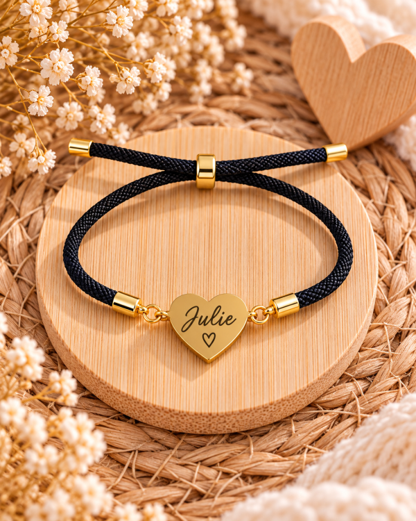 Bracelet cordon réglable avec coeur