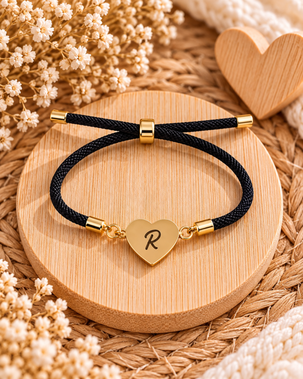 Bracelet cordon réglable avec coeur