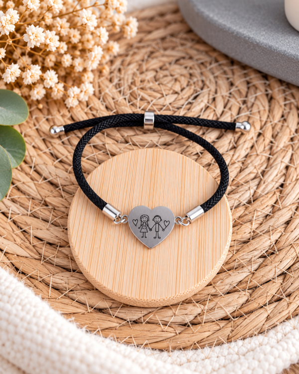 Bracelet cordon réglable avec coeur
