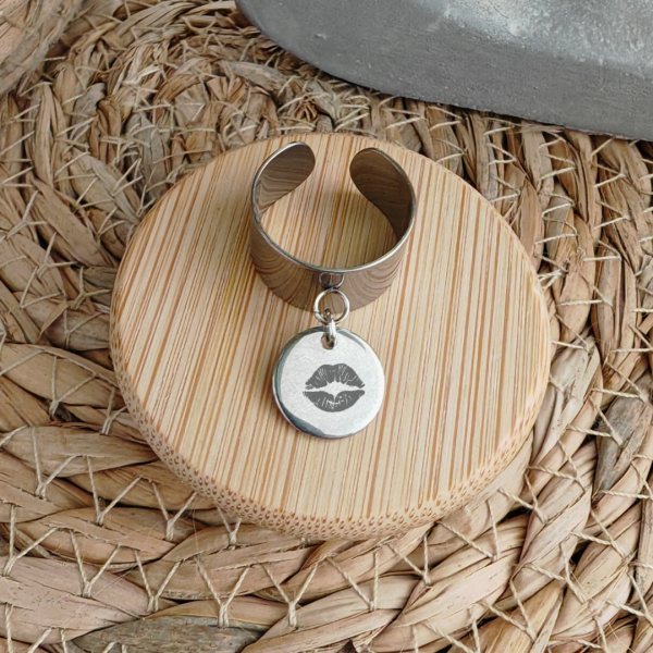 Bague réglable H.10mm avec médaille ronde gravée 12mm