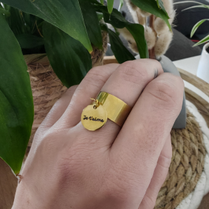 Bague réglable H.10mm avec médaille ronde gravée 12mm