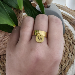 Bague réglable H.6mm avec médaille ronde gravée 10mm