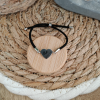 bracelet cordon argent texte picto Bracelet cordon réglable avec coeur