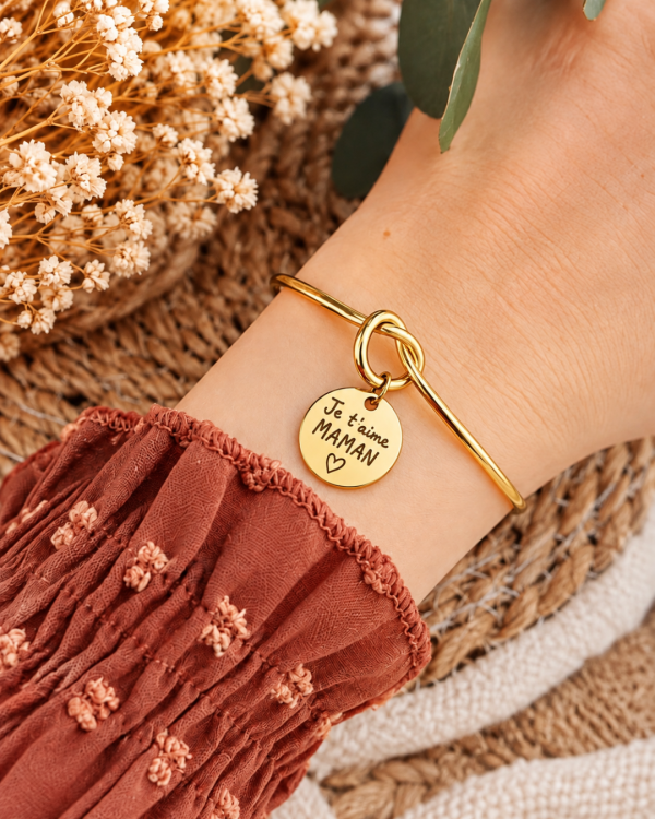 bracelet jonc 4 Bracelet jonc ouvert avec médaille personnalisée
