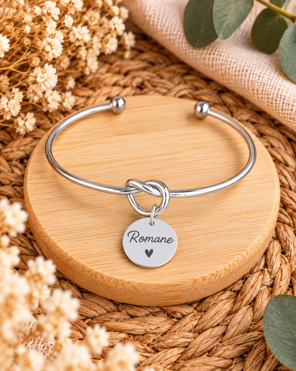 bracelet jonc 5 Bracelet jonc ouvert avec médaille personnalisée