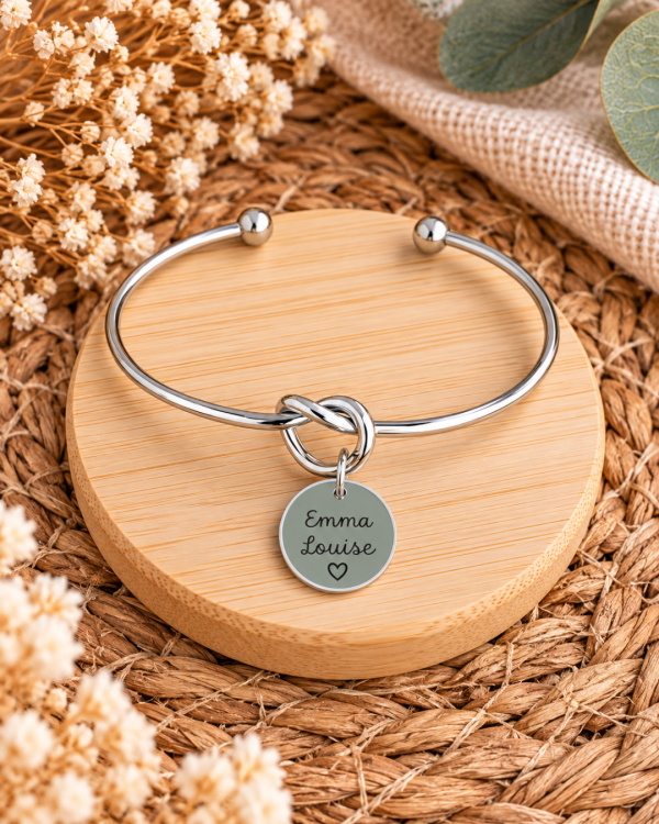 bracelet jonc 6 Bracelet jonc ouvert avec médaille personnalisée