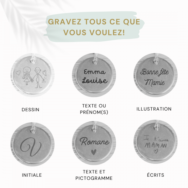 Bracelet jonc ouvert avec médaille gravée