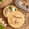 Miroir de poche en bois rond