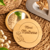 Miroir de poche en bois rond