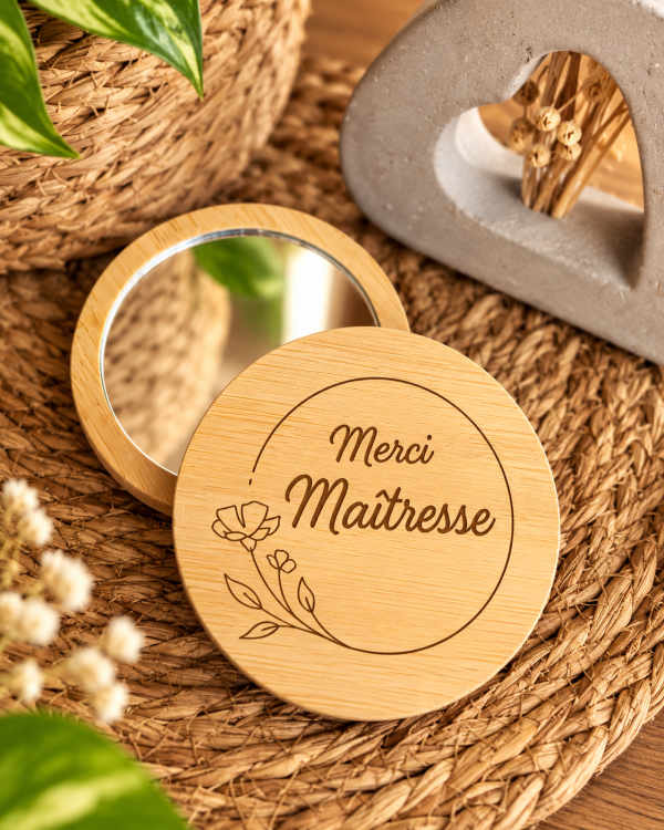 Miroir de poche en bois rond