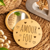 Miroir de poche en bois rond