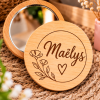 Miroir de poche en bois personnalisé - Cercle floral