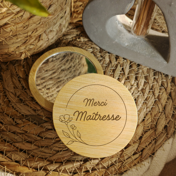 miroir en bois rond 2 Miroir de poche en bois rond