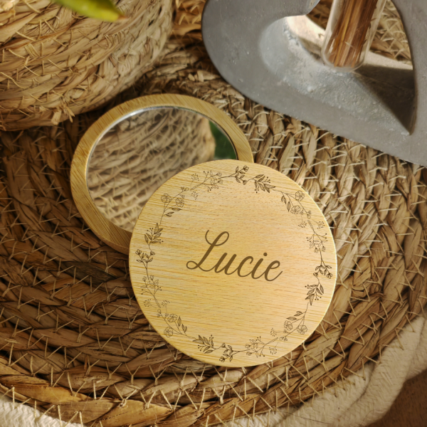 miroir en bois rond 4 Miroir de poche en bois rond