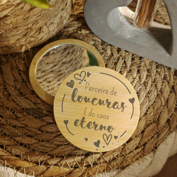 miroir en bois rond 6 Miroir de poche en bois rond