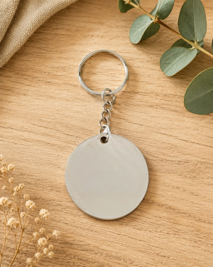 Porte clé rond en acier inoxydable personnalisé