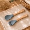 Set de couverts bébé personnalisé - Bois & silicone