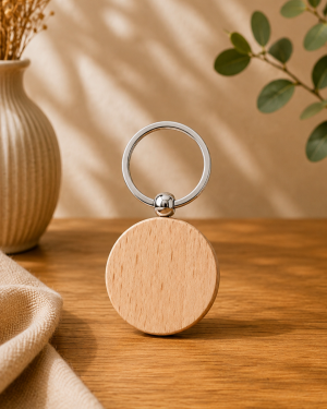 Porte clés rond en bois personnalisé
