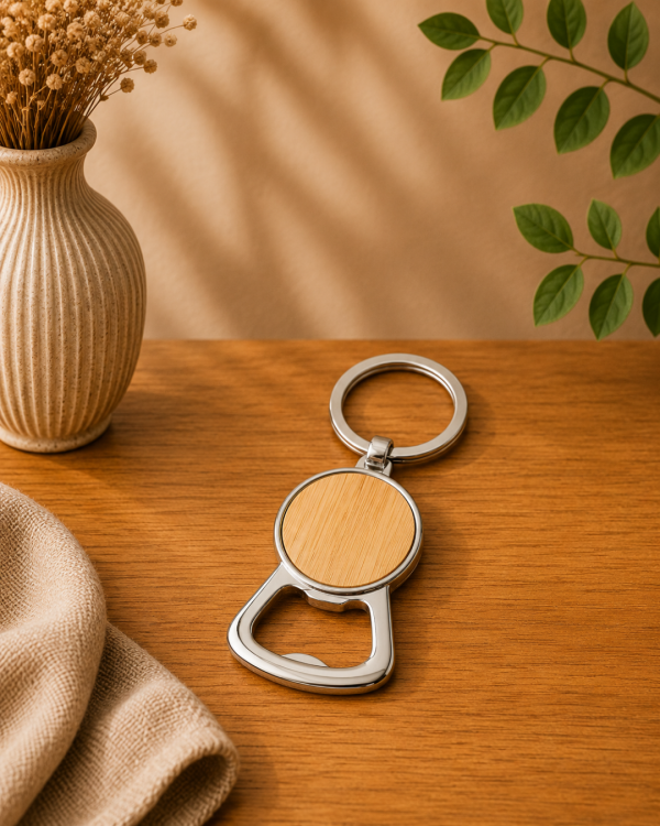 Porte clés décapsuleur personnalisé en bois & métal