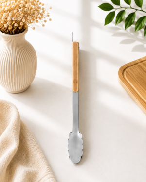 Pince à barbecue personnalisée - Bois & acier inoxydable