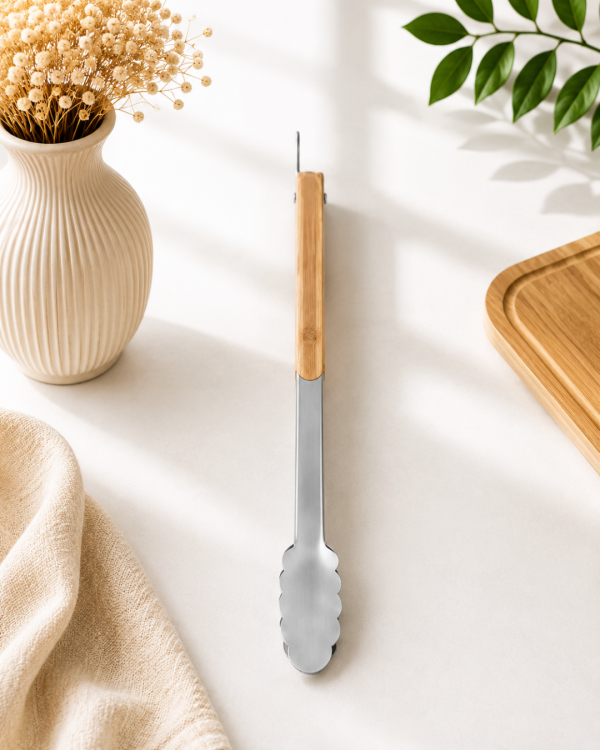 Pince à barbecue personnalisée - Bois & acier inoxydable