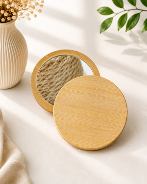 Miroir de poche en bambou personnalisé