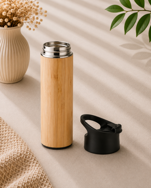 Bouteille isotherme en bambou personnalisée